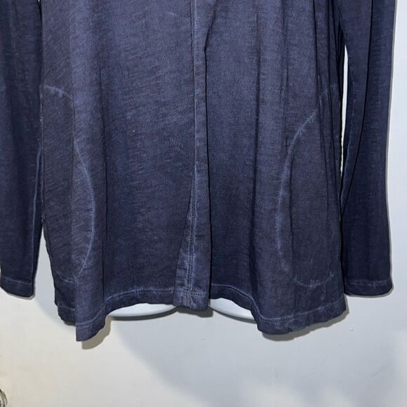 LOGO BY LORI GOLDSTEIN Navy Blue Slub Knit Long Sleeve Shirt w/ Pockets-S - Picture 3 of 9